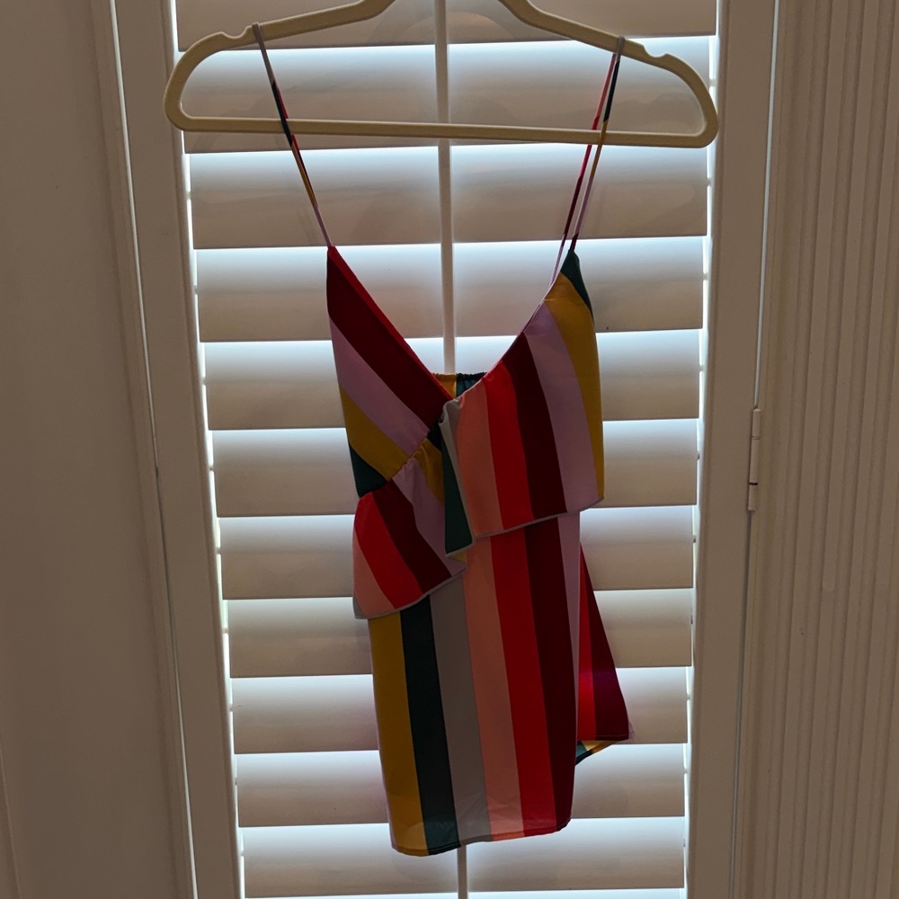 Tyche Multicolor Striped V-Neck Spaghetti Strap Camisole